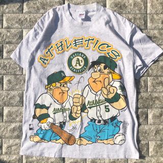 US古着 Tシャツ 90s アスレチックス グレー Lサイズ(Tシャツ/カットソー(半袖/袖なし))