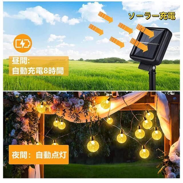 イルミネーションライト 屋外 LED ソーラー キャンプ用 夜間自動点灯 防水 スポーツ/アウトドアのアウトドア(ライト/ランタン)の商品写真