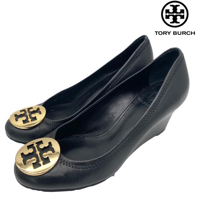 TORY BURCH トリーバーチ ウェッジソール パンプス 黒 23.5cm www ...