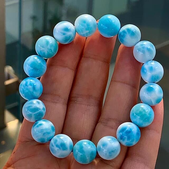 天然無処理 ラリマー ブレスレット 12mm-43.9g-