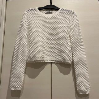 ザラ(ZARA)のZARA 白トップス ショート丈 (Tシャツ(長袖/七分))