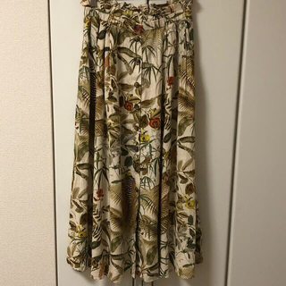 エイチアンドエム(H&M)のH&M リゾート ボタニカル 花柄スカート ベージュ系 XS(ロングスカート)