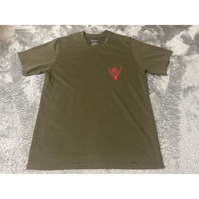 極美品‼️South2 West8 ラウンド・ポケットTシャツ カーキ Lサイズ