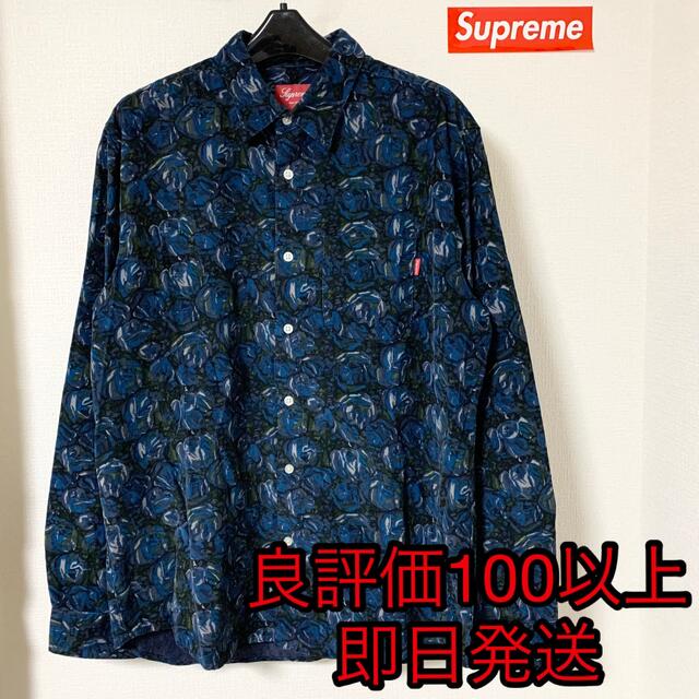 Supreme 18AW Roses Corduroy Shirt ブルー M