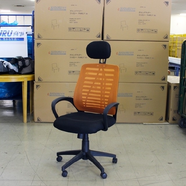 ゆた3498様専用　オフィスチェアー　オレンジ　送料込み インテリア/住まい/日用品の椅子/チェア(デスクチェア)の商品写真