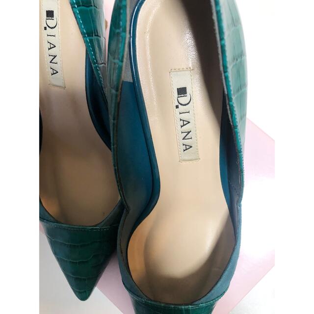 DIANA(ダイアナ)のDIANAグリーン緑パンプス23.5センチ★ヒール高さ7センチ レディースの靴/シューズ(ハイヒール/パンプス)の商品写真