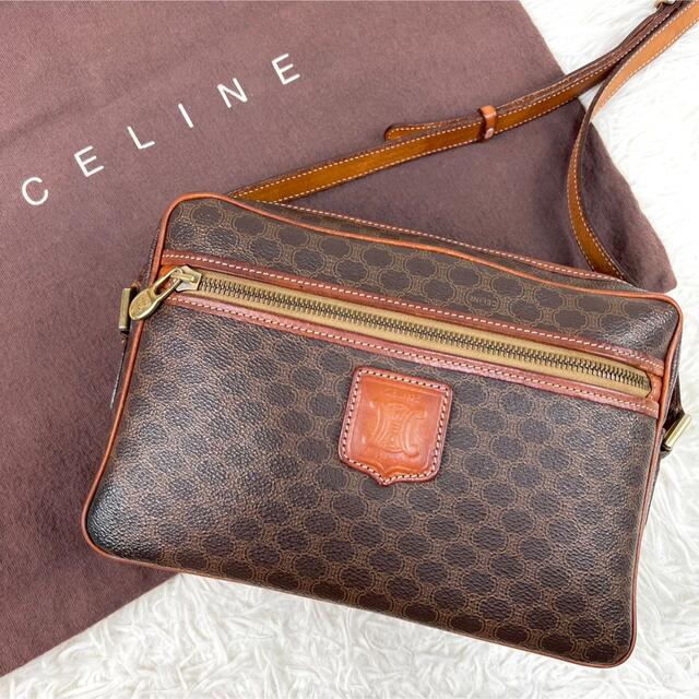 CELINE メッセンジャーバッグ マカダム トリオンフ レザー PVC ...