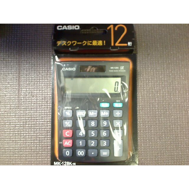 CASIO(カシオ)の【新品】CASIO[カシオ]12桁電卓/計算機【MK12 BK-N】プラ包装枠無 インテリア/住まい/日用品のオフィス用品(OA機器)の商品写真