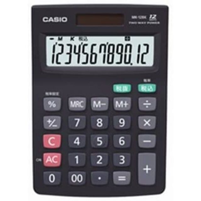 CASIO(カシオ)の【新品】CASIO[カシオ]12桁電卓/計算機【MK12 BK-N】プラ包装枠無 インテリア/住まい/日用品のオフィス用品(OA機器)の商品写真