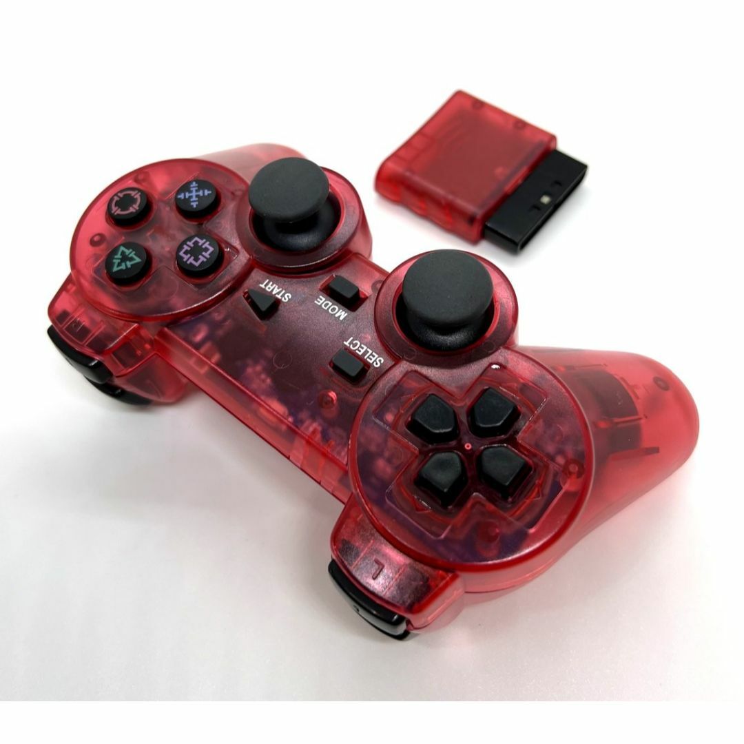 PlayStation2(プレイステーション2)のPS2 ワイヤレスコントローラー(クリアレッド) エンタメ/ホビーのゲームソフト/ゲーム機本体(その他)の商品写真