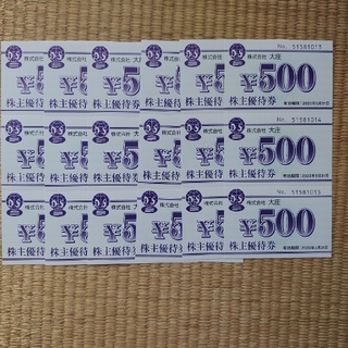 庄屋　優待券９０００円分(レストラン/食事券)