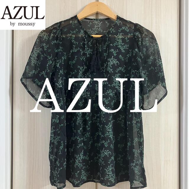 AZUL by moussy(アズールバイマウジー)の【新品未使用】AZUL アズール　ブラウス　シースルー　花柄　Sサイズ レディースのトップス(シャツ/ブラウス(半袖/袖なし))の商品写真