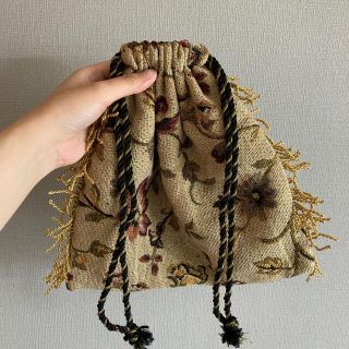 ゴブラン 巾着バッグ ハンドメイド