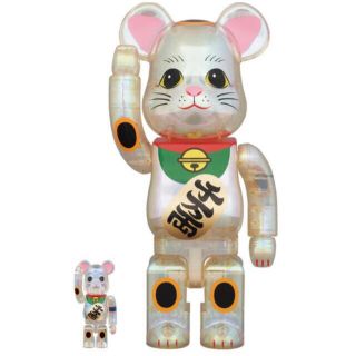 ベアブリック(BE@RBRICK)のBE@RBRICK 招き猫 透明メッキ 100％ & 400％(フィギュア)