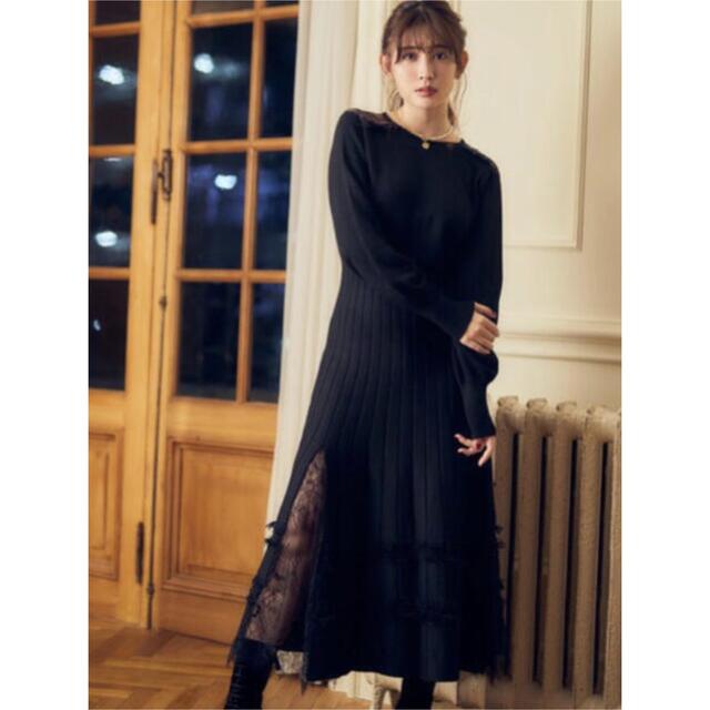 Her lip to(ハーリップトゥ)のLace Trimmed Knit Long Dress レディースのフォーマル/ドレス(ロングドレス)の商品写真