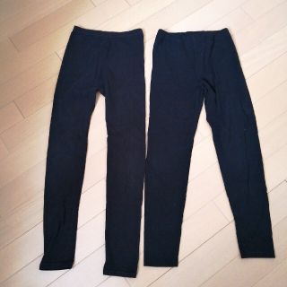 ユニクロ(UNIQLO)の黒 レギンス スパッツ 140 2枚セット ユニクロ トップバリュ オーガニック(パンツ/スパッツ)