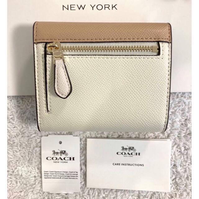 COACH 財布 ベージュ ホワイト 三つ折財布 ミニ財布 コーチ財布