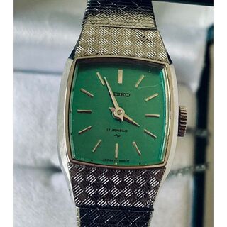 セイコー(SEIKO)のT 稼働品 SEIKO 17JEWELS 手巻き グリーンの文字盤 セイコー(腕時計)