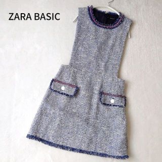 ザラ(ZARA)のZARA BASIC ザラベーシック ワンピース デニム風 ひざ丈 M(ひざ丈ワンピース)