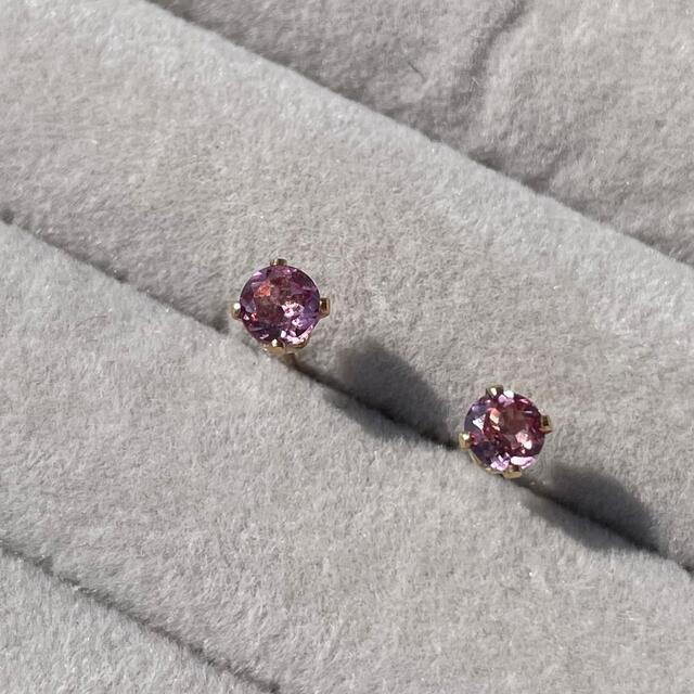 14kgf  Rose pink pierce … Malaya Garnet ハンドメイドのアクセサリー(ピアス)の商品写真