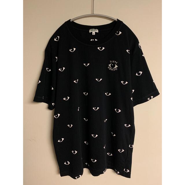 美品】KENZO ケンゾー 目 総柄 デザイン Tシャツ 刺繍 ロゴ 黒 - T