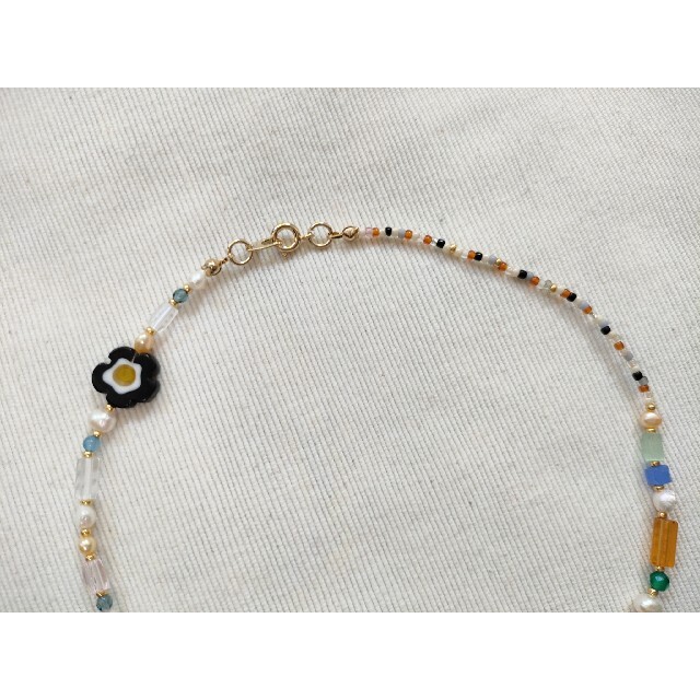 TODAYFUL(トゥデイフル)のflowerbeads✕pearlネックレス ハンドメイドのアクセサリー(ネックレス)の商品写真