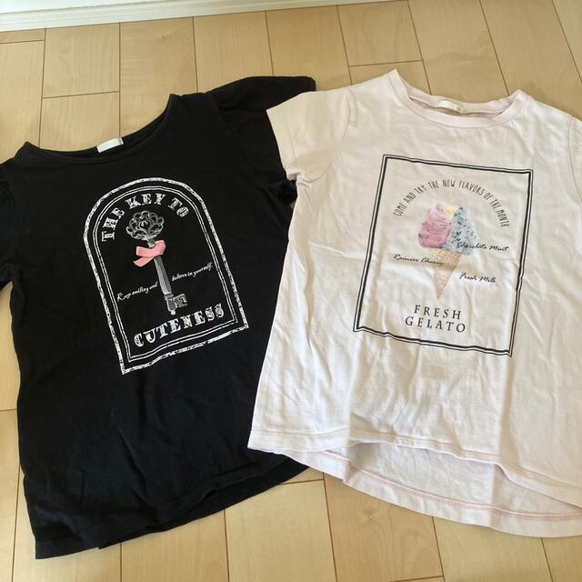 GU(ジーユー)のgu 半袖Tシャツ　140 二枚セット キッズ/ベビー/マタニティのキッズ服女の子用(90cm~)(Tシャツ/カットソー)の商品写真