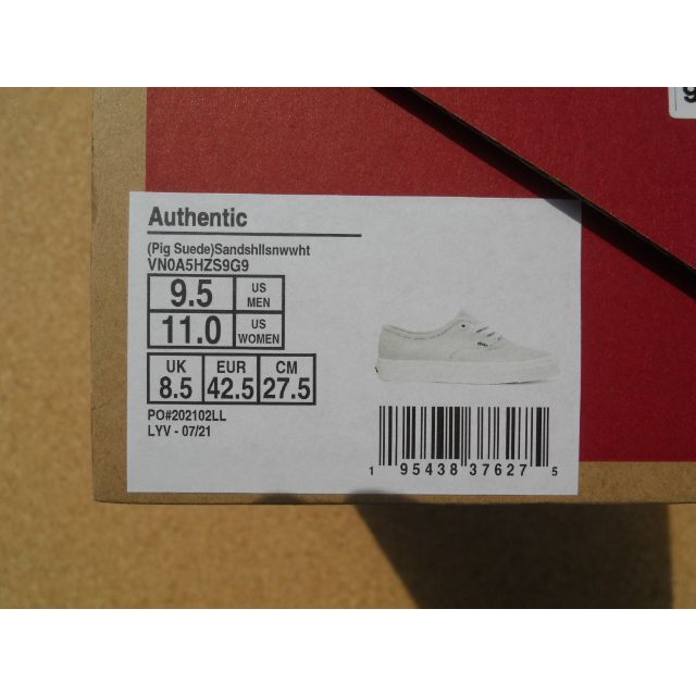 バンズ VANS AUTHENTIC SUEDE 27,5cm WHT 5