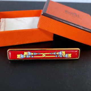 エルメス(Hermes)のエルメス ブローチ タイピン エマイユ 七宝焼 / 赤 黄色 ゴールド(ネクタイピン)