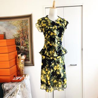ESCADA - 美品 ESCADA エスカーダ レモン柄 シルク セットアップ