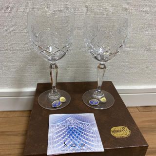 ボヘミア クリスタル(BOHEMIA Cristal)の未使用品！ ☆ボヘミアクリスタル☆ ワイングラス 切子(グラス/カップ)