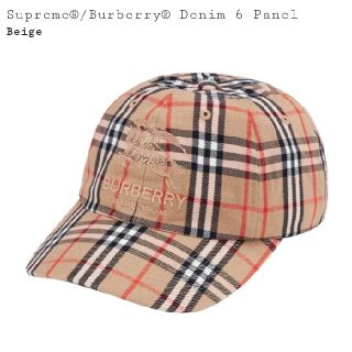 シュプリーム(Supreme)のSupreme Burberry Denim 6 Panel Beige(キャップ)