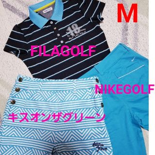 フィラ(FILA)のレディースゴルフウェア三点セットブルー系(ウエア)