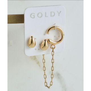 GOLDY チェーンイヤーカフ付きピアス　ゴールド(イヤーカフ)