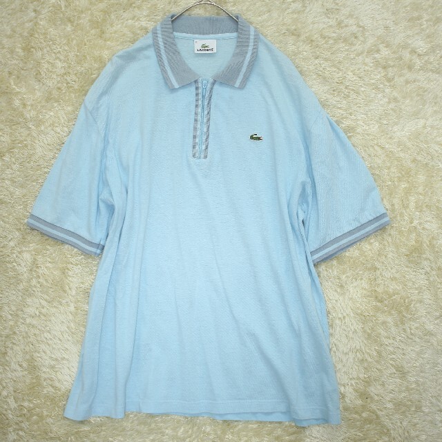 LACOSTE(ラコステ)のLACOSTE　ポロシャツ　ハーフジップ　シルク混　XLサイズ　水色　ポロシャツ メンズのトップス(ポロシャツ)の商品写真