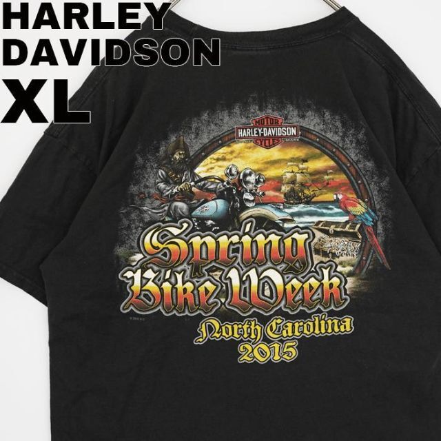 ハーレーダビッドソン ヘインズ XL 両面プリントTシャツ 黒サウスカロライナ