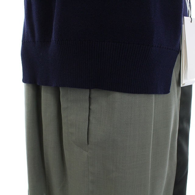 sacai(サカイ)のサカイ ドッキングワンピース ニット 切替 半袖 ロング 2 M 紺 カーキ レディースのワンピース(ロングワンピース/マキシワンピース)の商品写真