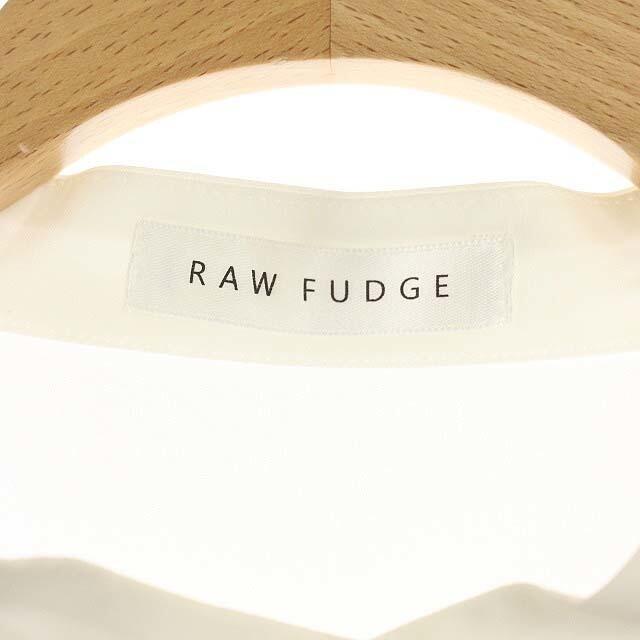 RAW FUDGE(ローファッジ)のロウファッジ ボーダー切替 フリル ブラウス シャツ 前開き 長袖 M 白 黒 レディースのトップス(シャツ/ブラウス(長袖/七分))の商品写真