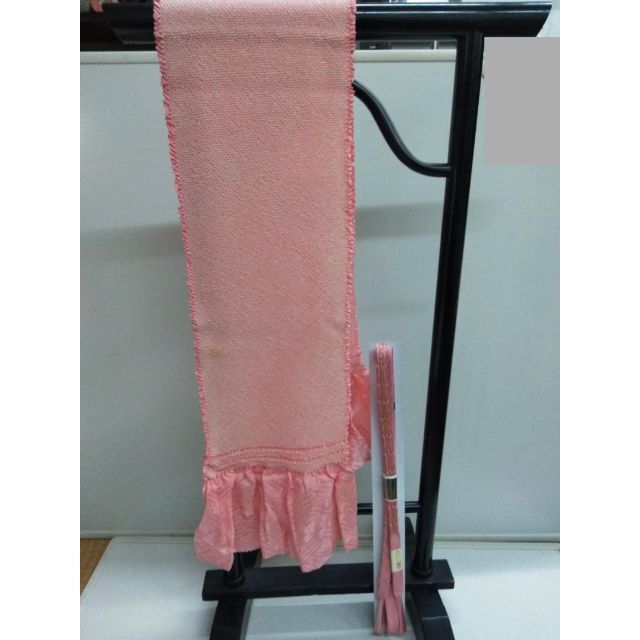 帯締め帯揚げセット　正絹　総絞り　手組　ピンク　振袖　訪問着