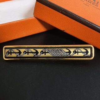 エルメス(Hermes)のNatsumi様用　エルメス ロープ柄 ブローチ エマイユ 七宝焼 / 黒 (ブローチ/コサージュ)