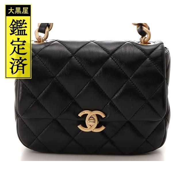 CHANEL　ミニ　フラップ バッグ　ブラック/GP　【432】