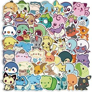 ポケモン(ポケモン)の【新品未使用】大人気! ポケモン×ゆるっと 防水シール 50枚☆大きめステッカー(キャラクターグッズ)