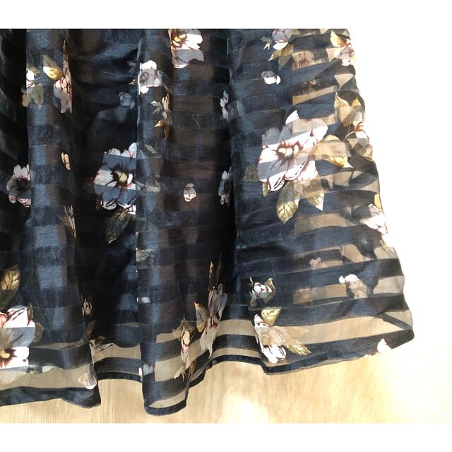 ITS'DEMO(イッツデモ)のシースルーボーダースカート(ブラック) レディースのスカート(ひざ丈スカート)の商品写真