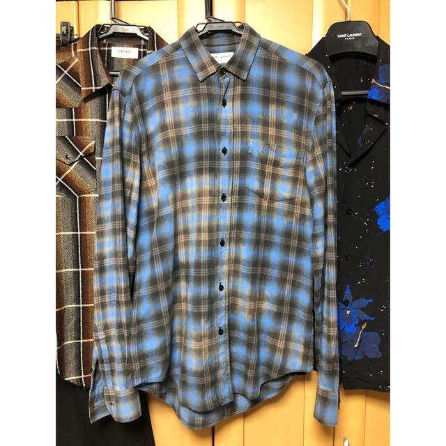 サンローランパリ 16ss ダメージ加工チェックシャツ 37 コレクション