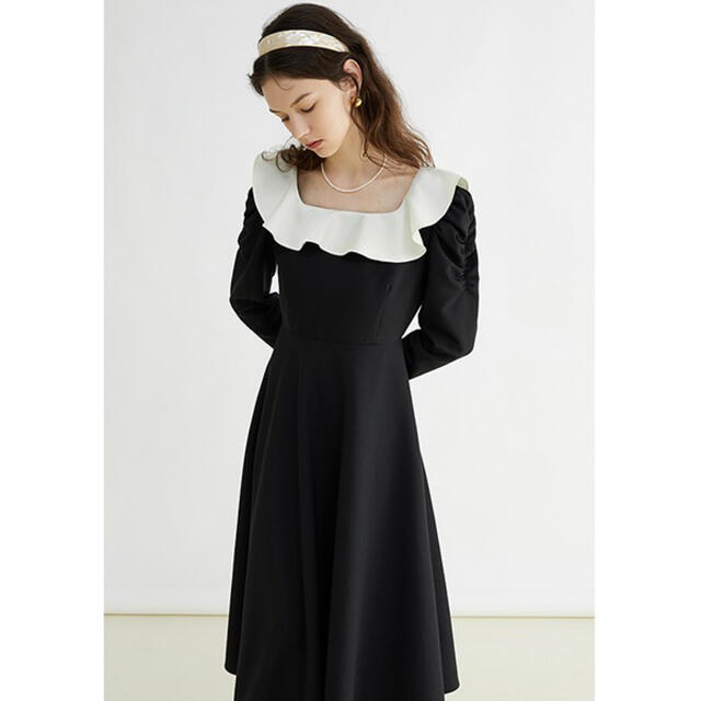 Fano Studios/Ruffled square collar dress