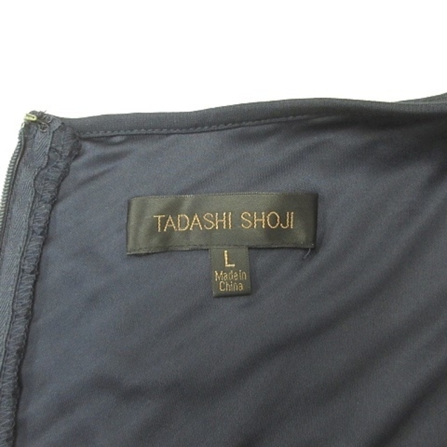 TADASHI SHOJI(タダシショウジ)のタダシショージ プリーツ ワンピース ノースリーブ ひざ丈  L 紺 ネイビー レディースのワンピース(ひざ丈ワンピース)の商品写真