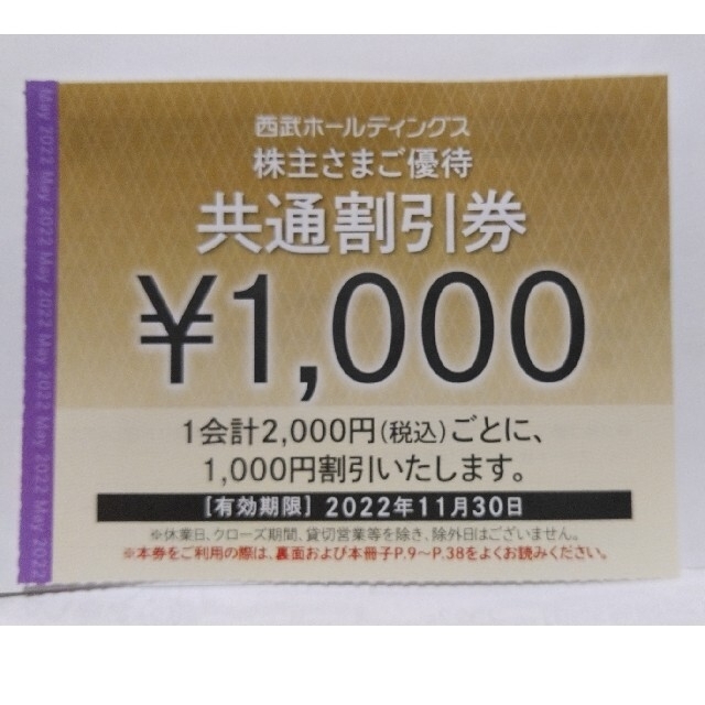 西武 ホールディングス 共通割引券 1,000円割引券×10枚 株主優待