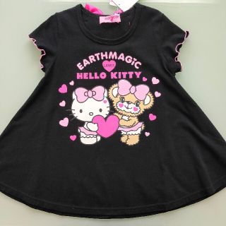 アースマジック(EARTHMAGIC)の新品💗アースマジック💗130 キティコラボ チュニック クロ(Tシャツ/カットソー)