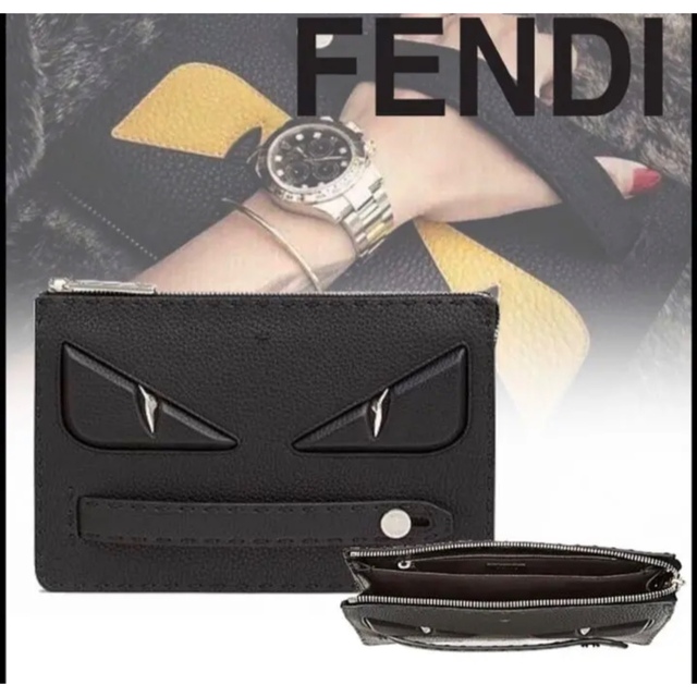 FENDI フェンディ  モンスター　バグズアイ　クラッチバッグ【美品】