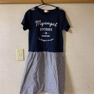 ネイビー　キッズ　ワンピース　160㎝(ワンピース)